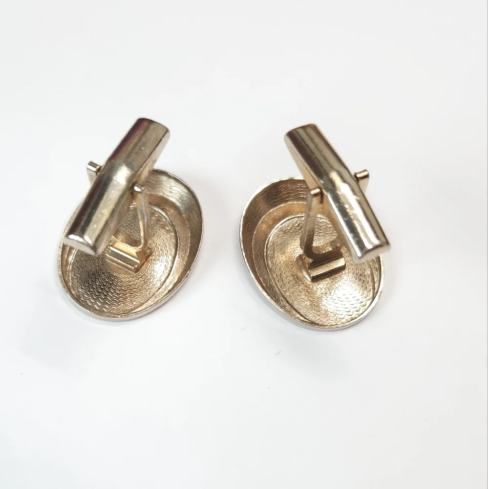 Vintage Geometric Gold Plated Cuff Links